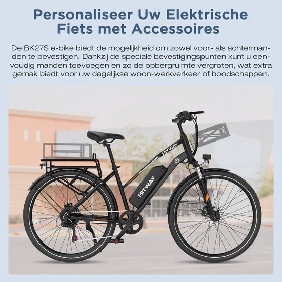 Hitway Elektrische Fiets BK5S - 16 Inch City Commuter EBike met Afneembare 36V 10.4Ah Lithium Batterij - Opvouwbaar E-Bike met 250W Motor - IP54 Waterproof van Hitway — afbeelding 2