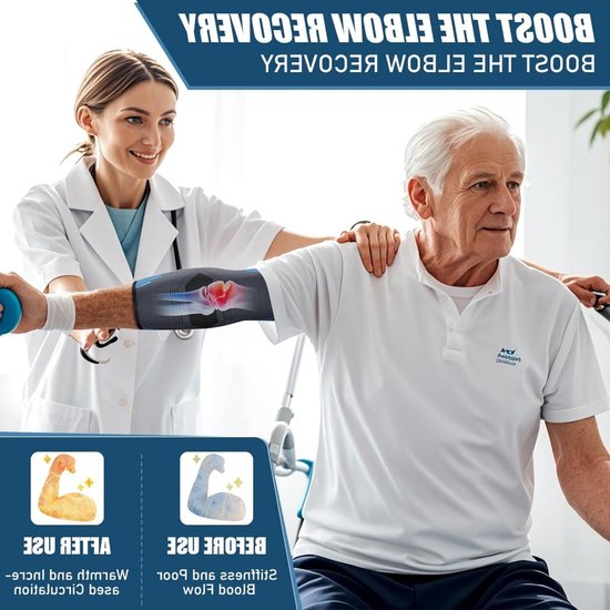 Elbow Support voor Mannen en Vrouwen, 2-Pack Compressie Steunen voor Tendonitis, Artritis en Tenniselleboog, Ideaal voor Blessures en Sportactiviteiten — afbeelding 3