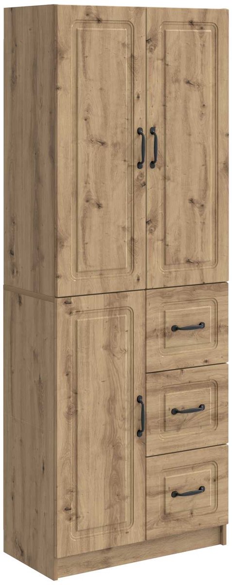 vidaXL Kast - Set - 2 - st - Artisanaal - eiken - Bewerkt - hout Artisanaal eiken