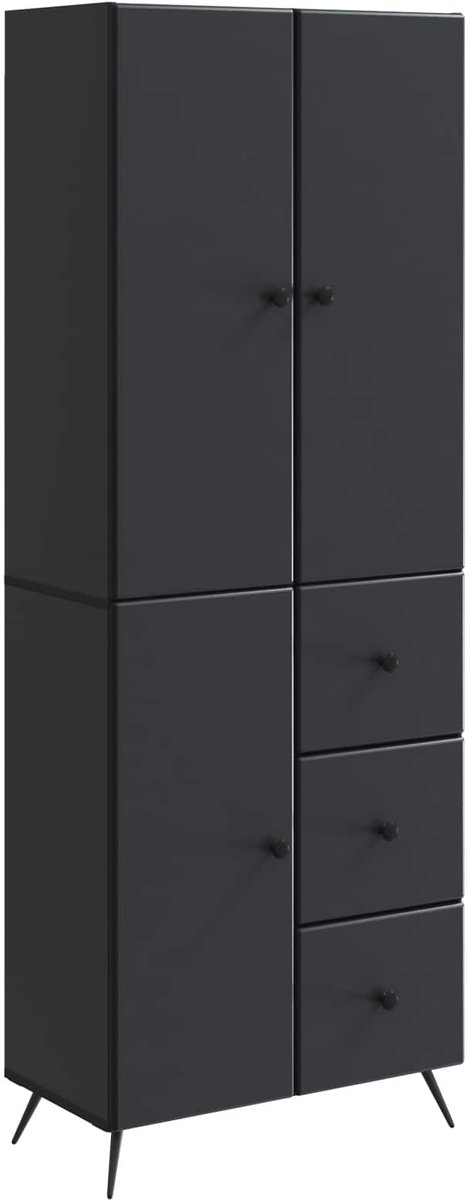vidaXL Kast - Set - 2 - st - Zwart - Bewerkt - hout