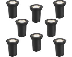 Merkloos 8 Stuks Grondspots 3W LED Draaibaar voor buiten - IP67 Waterdicht - Neutraal wit - Tuinspots en inbouwspots buiten voor in de grond - zwarte behuizing