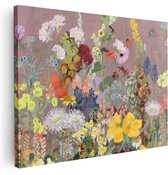 Artaza Canvas Schilderij Bloemenweide - 40x30 cm - Wanddecoratie Wilde Bloemen - Muurdecoratie Natuur Schilderijen - Kamer Accessoires Pastel