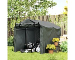 Tuinhuis met Schuin Dak – Gereedschapsschuur - Multifunctionele tuinhuis - Fietsschuur - 220 x 157 x 165 cm - Outdoor Tuinopslag - Voor Achtertuin, Terras en Grasveld - Weerbestendig - Donkergrijs
