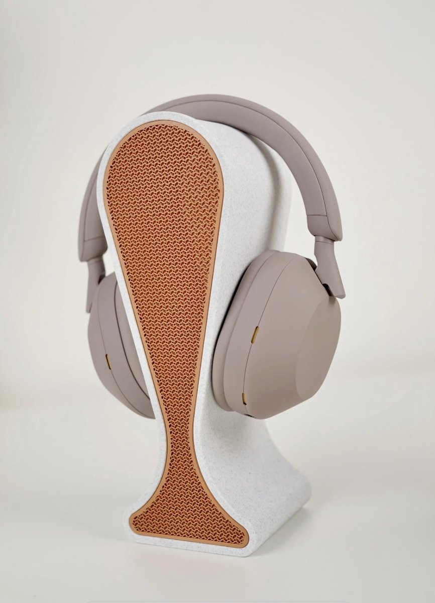 LYRA Koptelefoon Standaard – 3D Geprint van Bio-Based PLA | Headset Houder | Koptelefoon Houder | Hoofdtelefoon Standaard | Luxe Headset Stand Universeel | Marmerwit