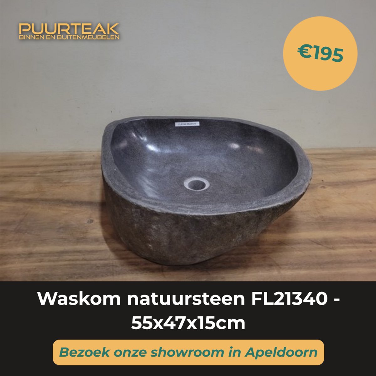 Waskom natuursteen FL21340 - 55x47x15cm