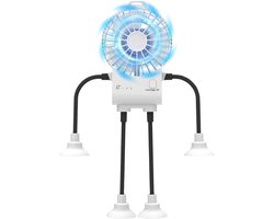 Ulisem - Tafelfan - 3 snelheden - Oplaadbaar batterij - Flexibele poten - Silicone zuignappen - Krachtige wind - Voor slaapkamer en kantoor - Draagbaar en kinderbeveiliging - USB