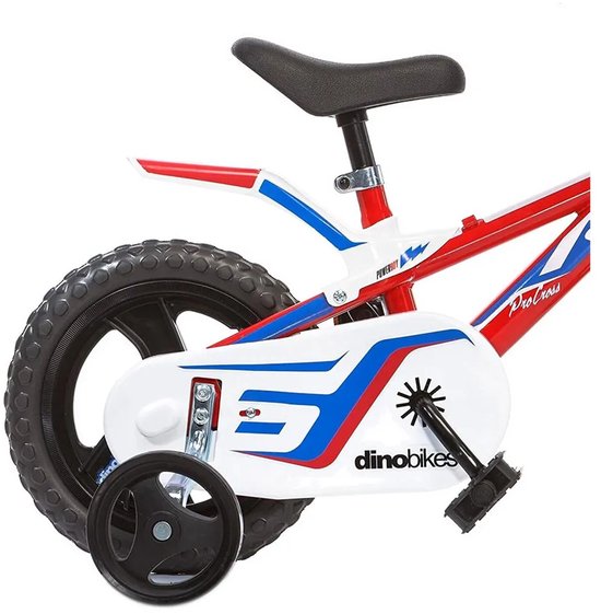 Dino R1 - Kinderfiets 12 Inch - van 2-4 Jaar - met Zijwieltjes - Jongensfiets Rood van Merkloos — afbeelding 4
