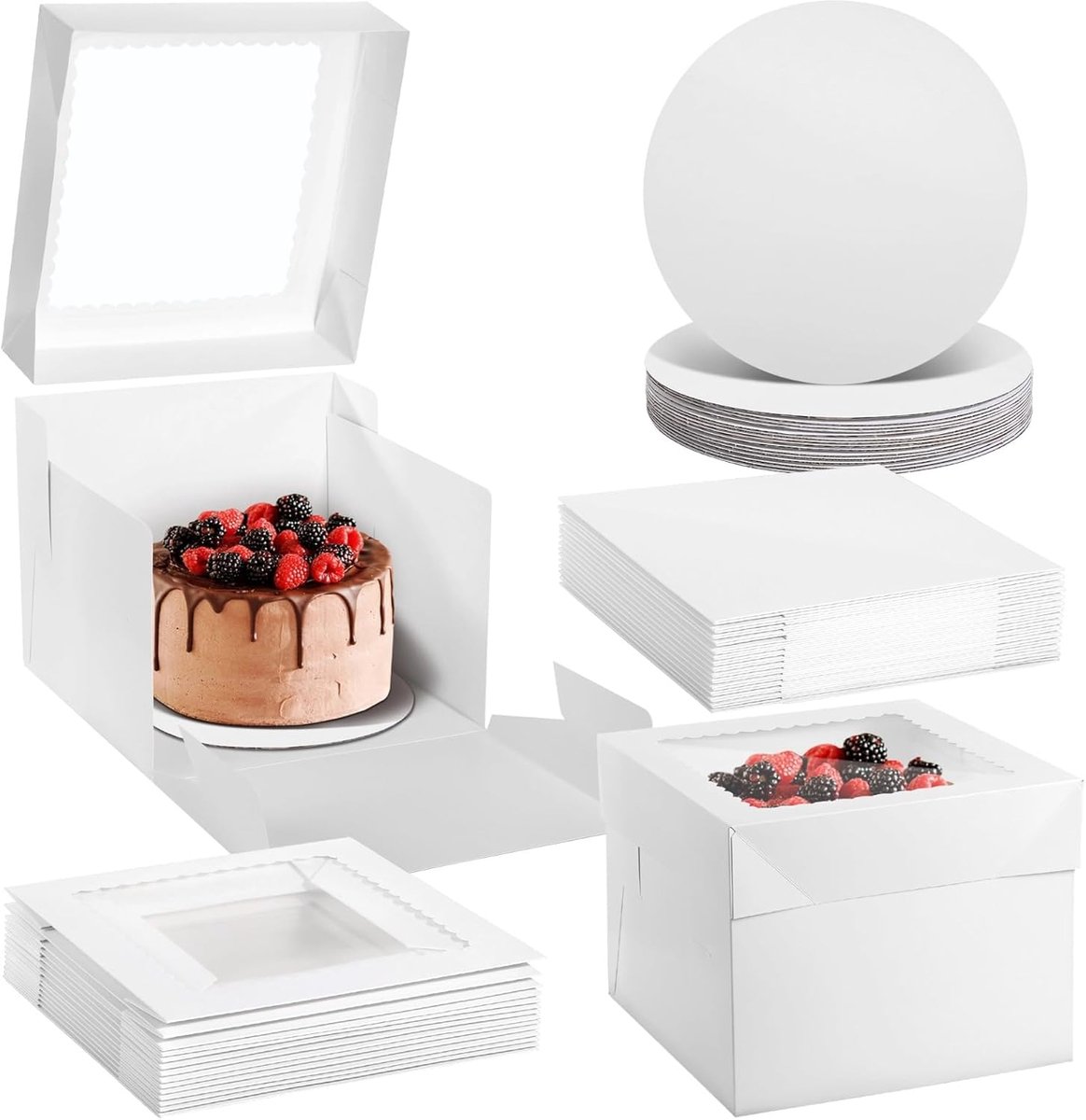Cupcakedoosje - 10 x 10 x 8 inch - Wit - Met Tray en Venster - Gebaksdoos - Perfect Voor Cupcakes, Desserts en Meer - 15 stuks - Cupcakedozen - van Imperatoris