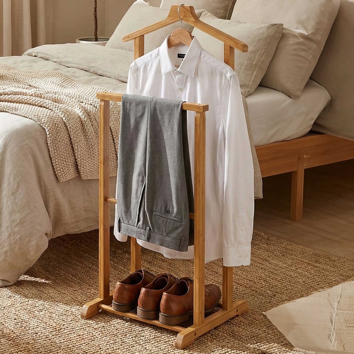 Kledingrek Met Broekenhanger | Bamboe-design
