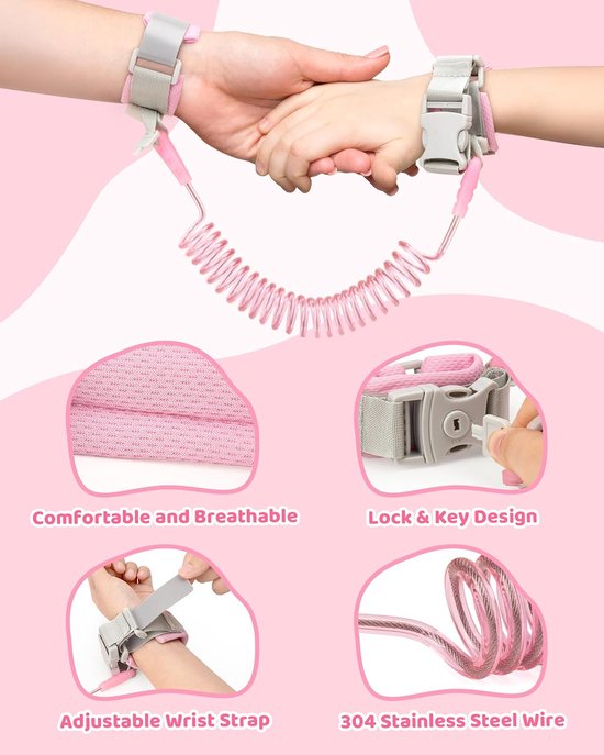 Deze 3-in-1 anti-verliesrugzak met olifantenprint heeft een veiligheidsriem, een anti-verliesarmband en een anti-verliesarmband met sleutel en slot. Geschikt voor kinderen van 1 tot 5 jaar, perfect voor uitstapjes en reizen. Blauw. van Merkloos — afbeelding 3