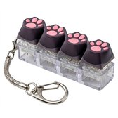 Zwart kattenpoot fidget toys knop ontspanningsspeelgoed sleutelhanger voor volwassenen en kinderen – anti stress speelgoed met klik toetsen en transparante behuizing – compact sensorisch speelgoed met metalen clip