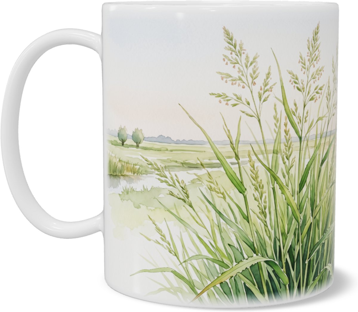 Mok met rijstgras illustratie - Panoramisch natuur design mok