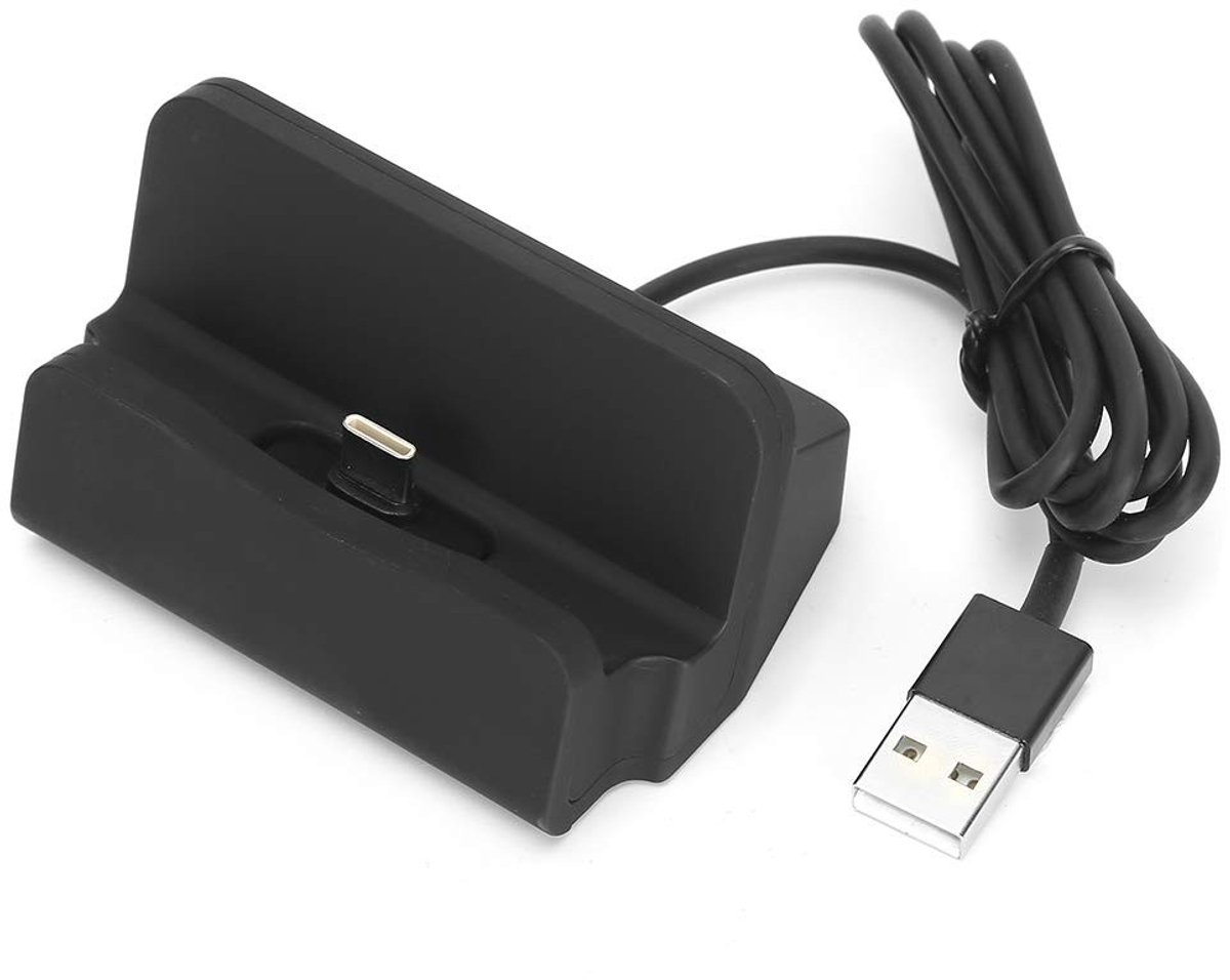 Dailygoods - Dailygoody - Type C Oplaaddockstation - Mobiele Telefoon Oplaadstation - Zwart - Type C Lader - Ideaal voor S22 S23 en Mate 50 - Compact en Praktisch