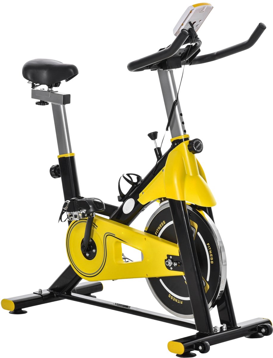 In Hoogte Verstelbare Fietstrainer – Stalen Roller Trainer met ABS – Indoor Bicycle Trainer voor Training en Fitness – Geel/Zwart