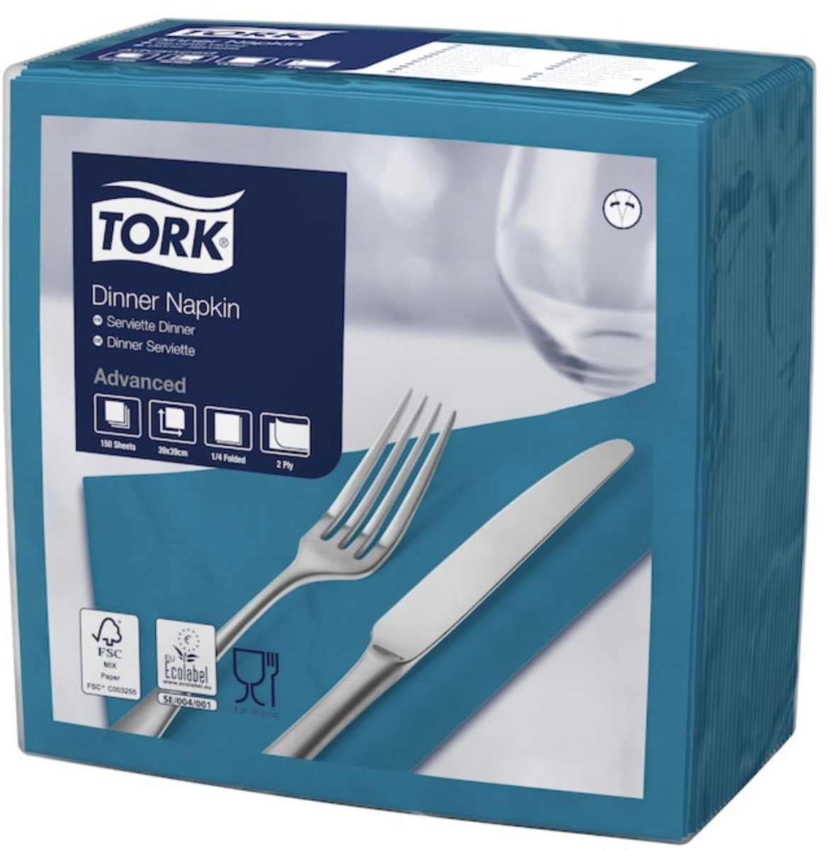 Tork 477906 dinnerservet advanced blauwgroen 39x39 cm 2-laags 1800 stuks (477906)