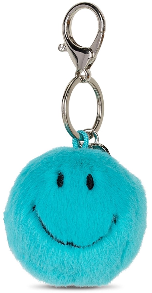 Smiley Sleutelhanger Fuzzy Teal ECO 5,5cm