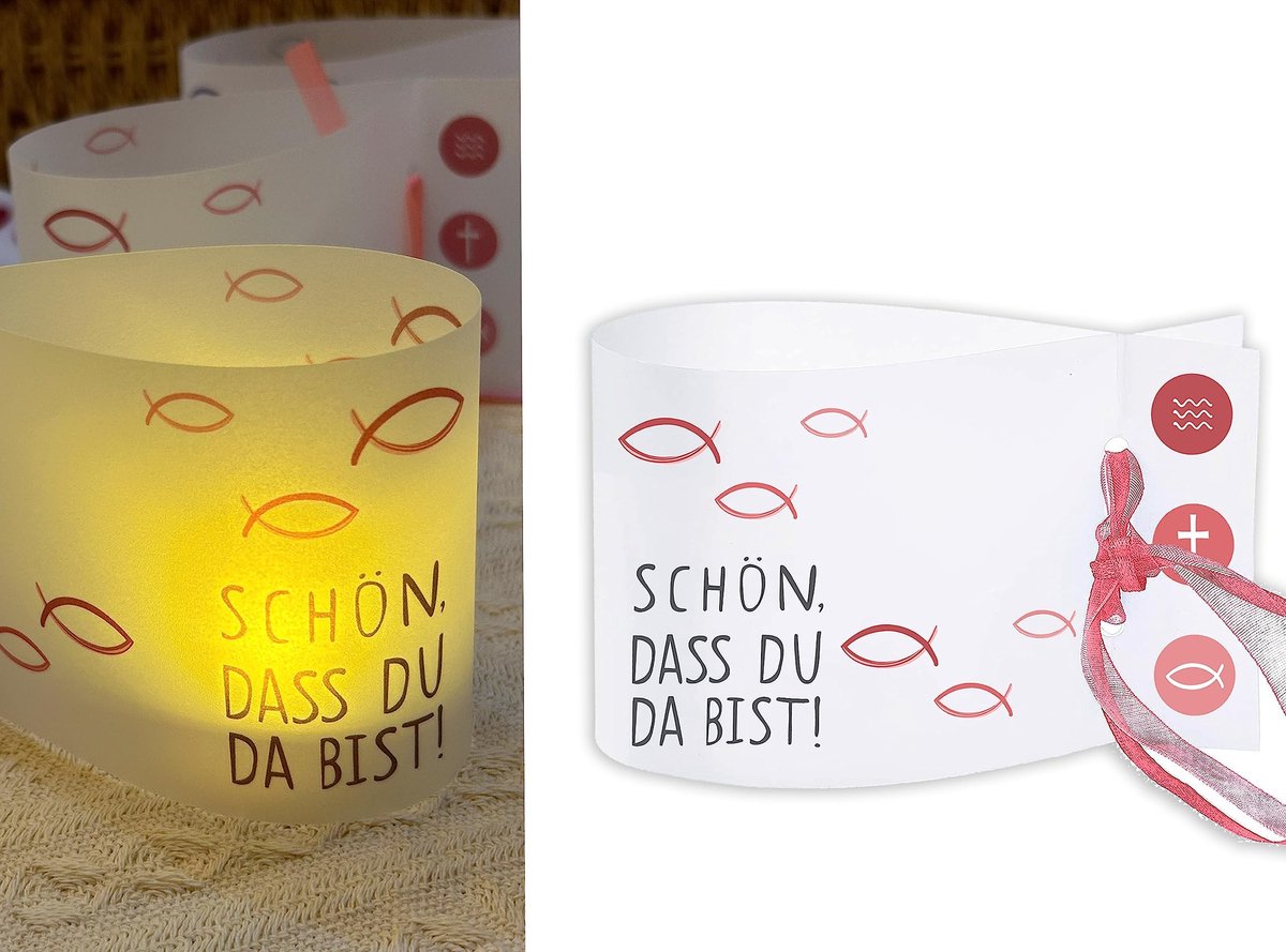 Dailygoods - Dailygoody - Windlicht visdecoratie - Mini tafellampen - Uniek voor communie - Rood - Theelichten decoratie - Perfect voor feestelijke gelegenheden - ...