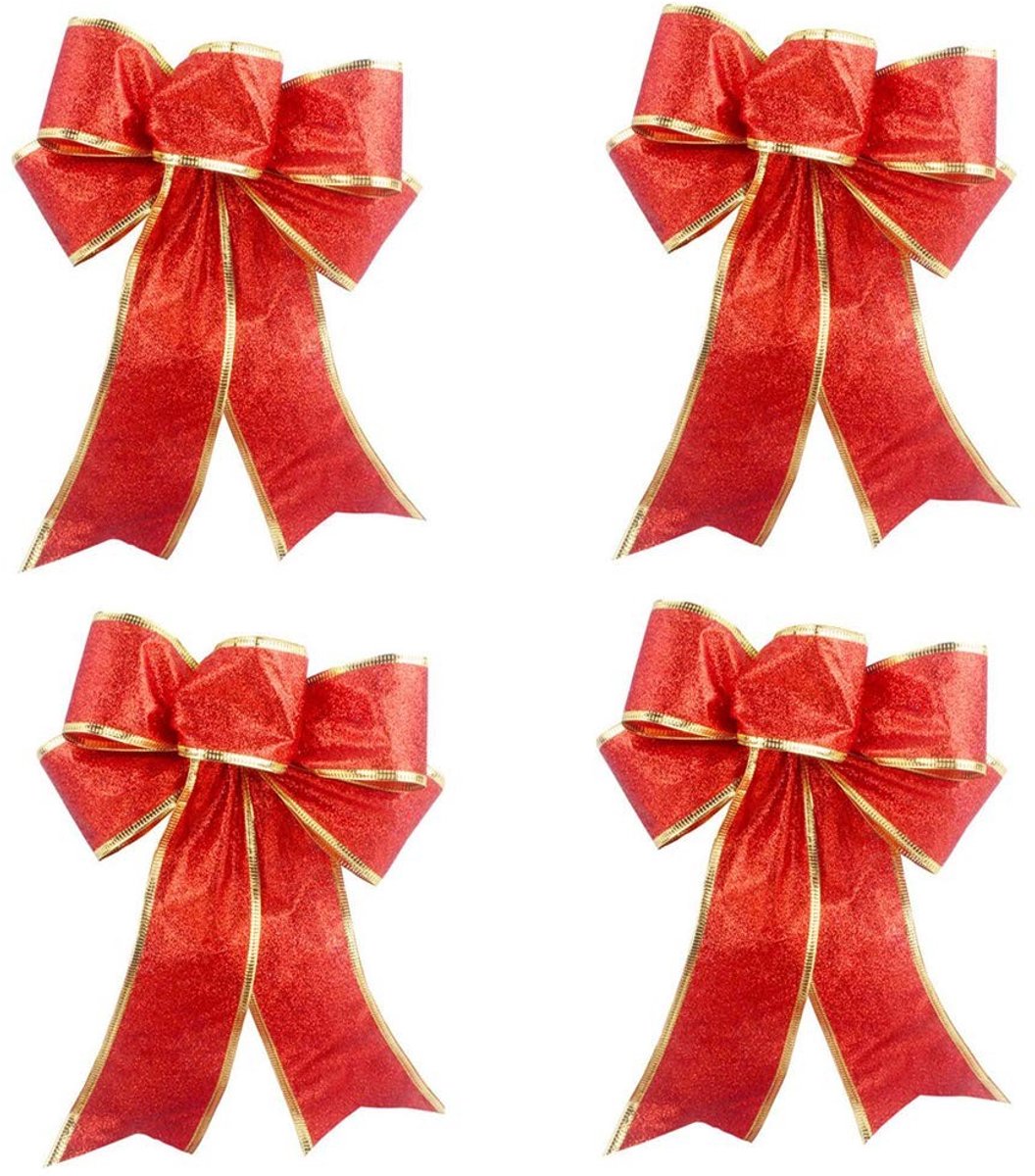 Dailygoods - Set van 6 Grote Glitter Kerststrikken voor Decoratie