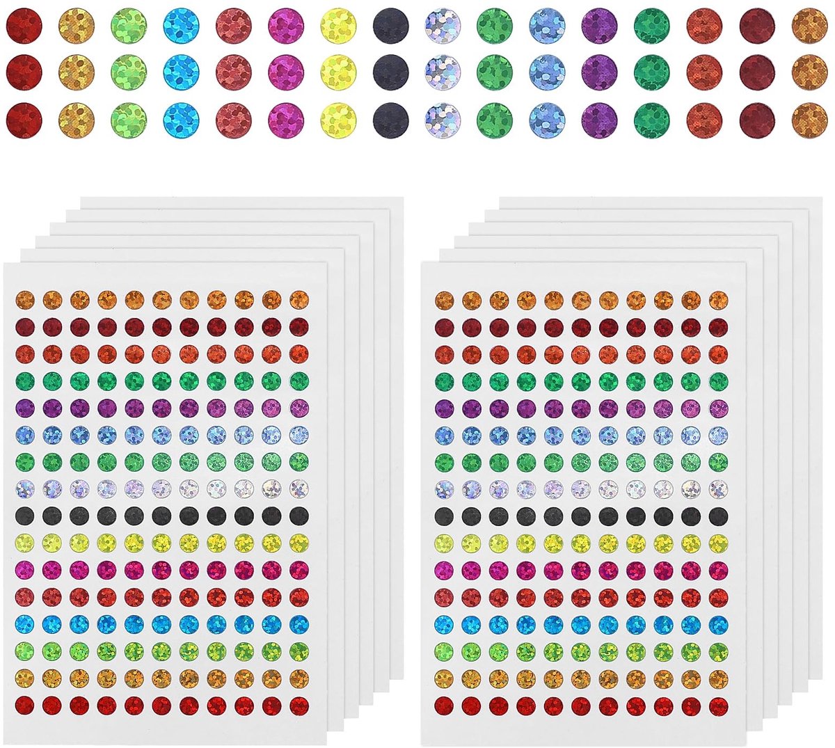 Dailygoods - 12 Vellen Glanzende Stippenstickers voor Creatief Gebruik