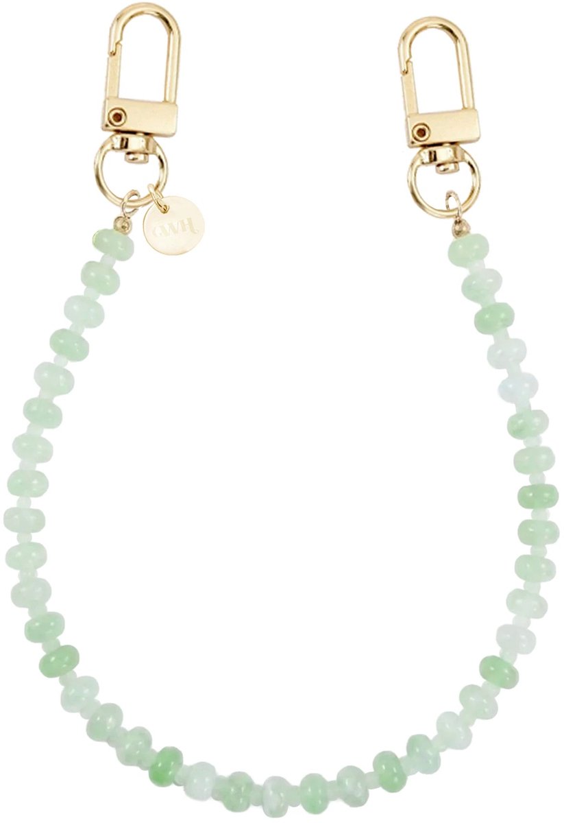xoxo Wildhearts telefoonkoord - Dusty Green - Kort koord - Geschikt voor iPhone - Geschikt voor Samsung - Universeel - Phone cord - Telefoonketting - Koord voor telefoon - Telefoon hanger - Kralenketting - Groen