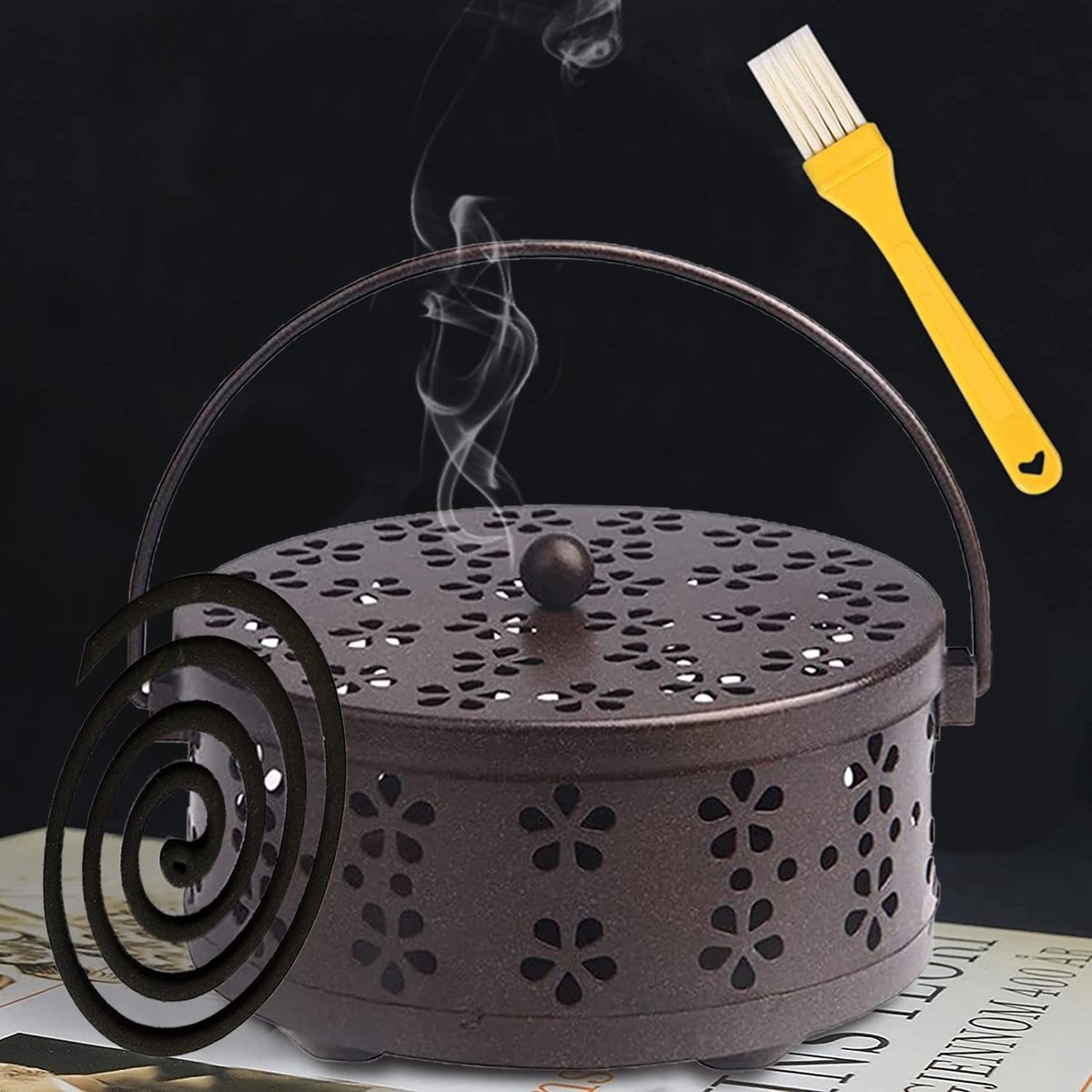 Dailygoods - Dailygoody - Muggenspiraal houder - Metalen muggenspoelhouder - Robuust en retro design - A-brons - Muggenbestrijding - Ideaal voor binnen en buiten -...