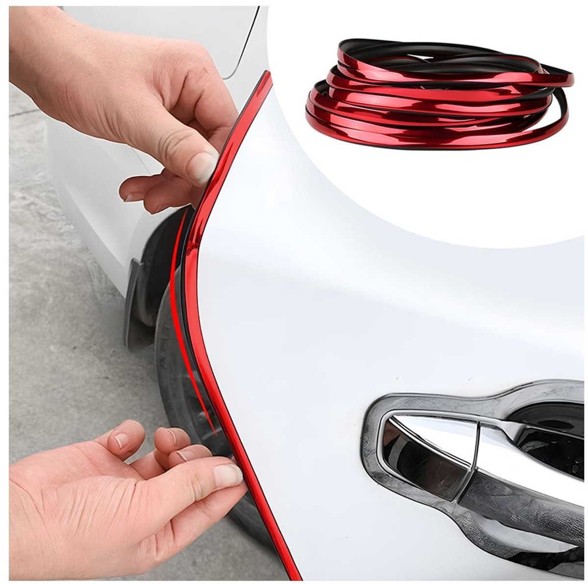 Dailygoods - Dailygoody - Randbescherming autodeur - U-vormige deurrandbescherming - Zelfklevend en universeel - Rood - PVC materiaal - 10 meter lang - Geschikt vo...