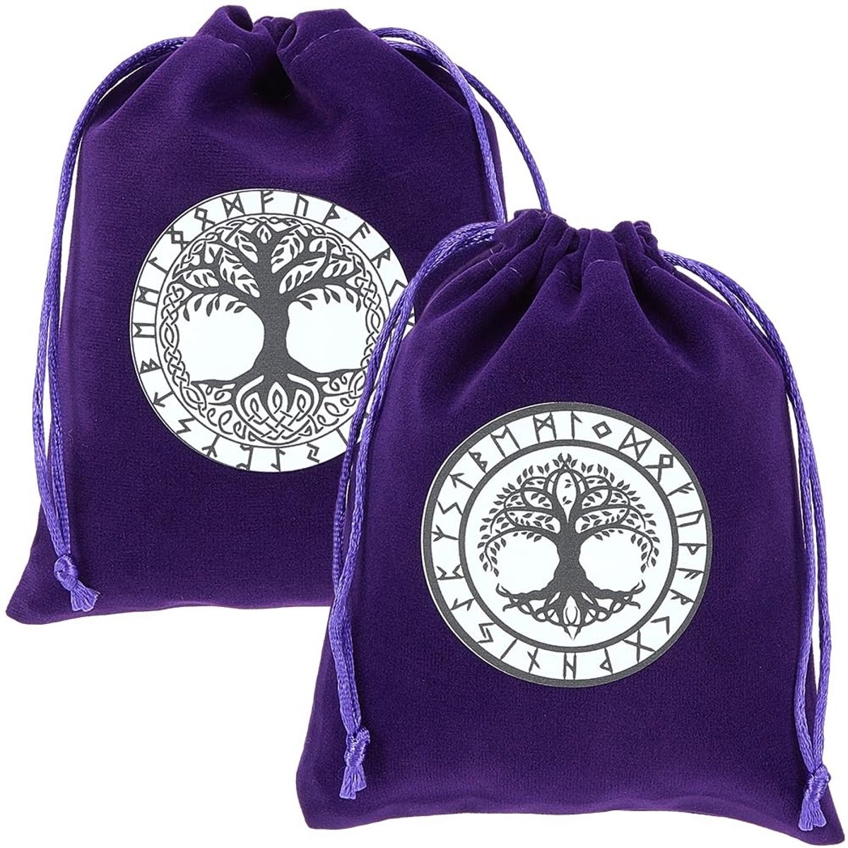Dailygoods - Set van 2 Fluwelen Tarotzakjes met Trekkoord voor Kristallen