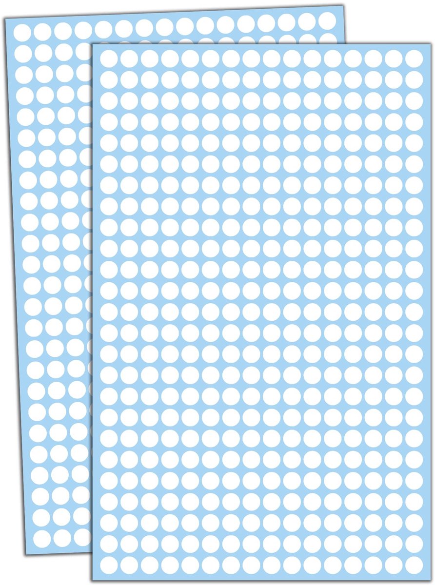 Dailygoods - Dailygoody - 16.000 Stuks - Ronde Stickers - Zelfklevende Etiketten - Wit - Puntstickers - Ideaal voor school en kantoor - 8mm diameter