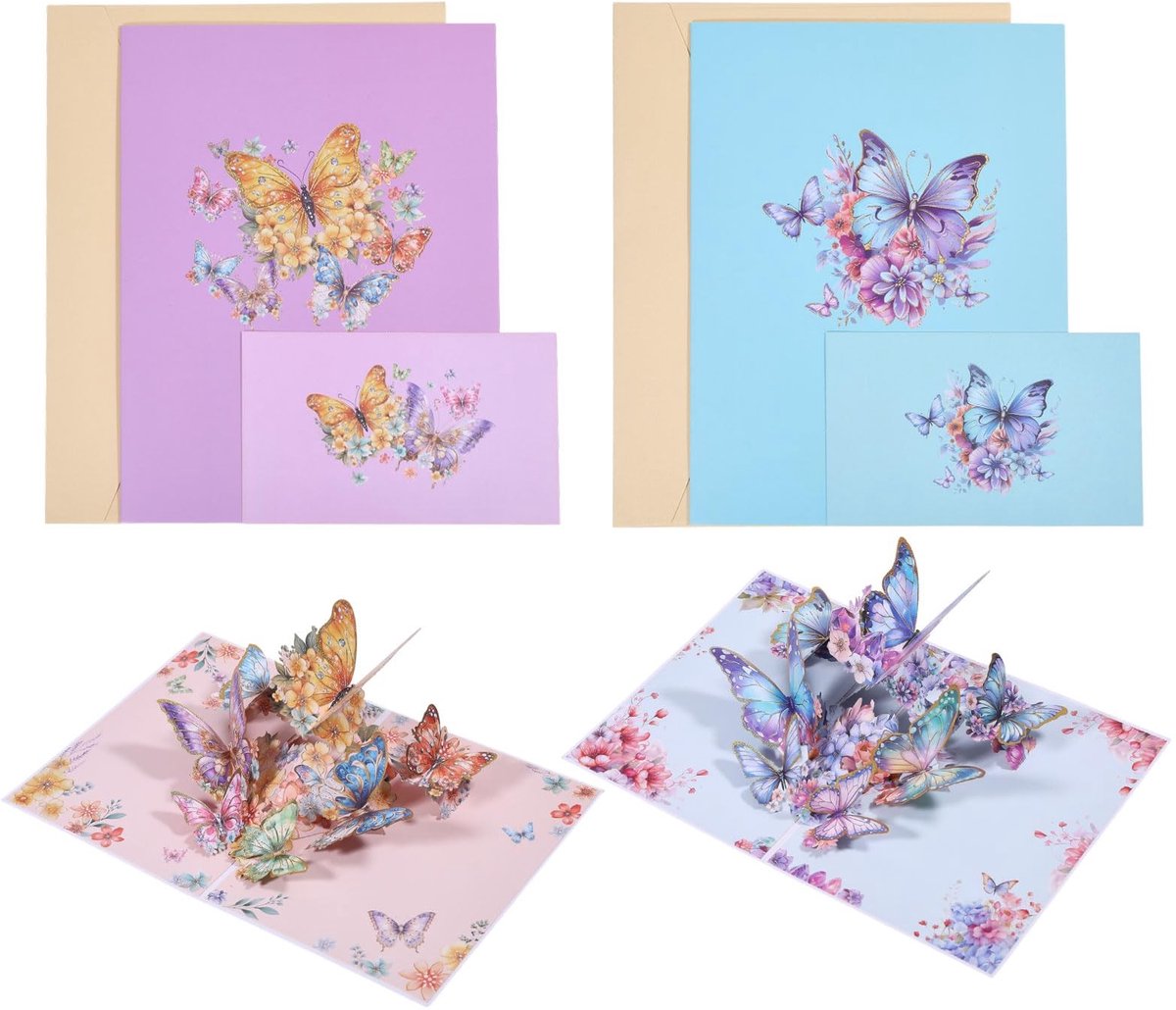 Dailygoods - Set van 2 3D Vlinder Pop-Up Wenskaarten