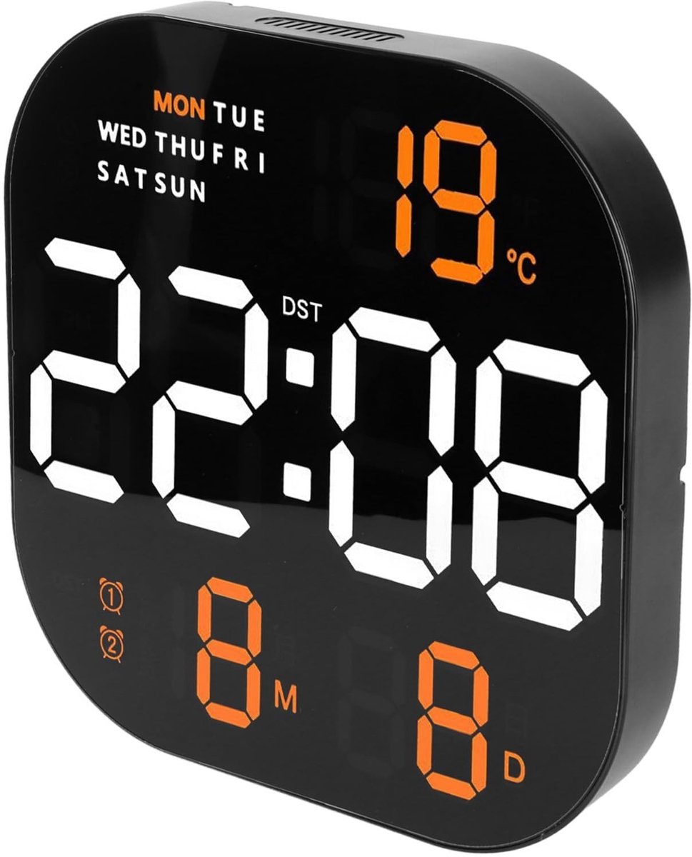 Dailygoods - Digitale Wandklok met Afstandsbediening en Temperatuurdisplay