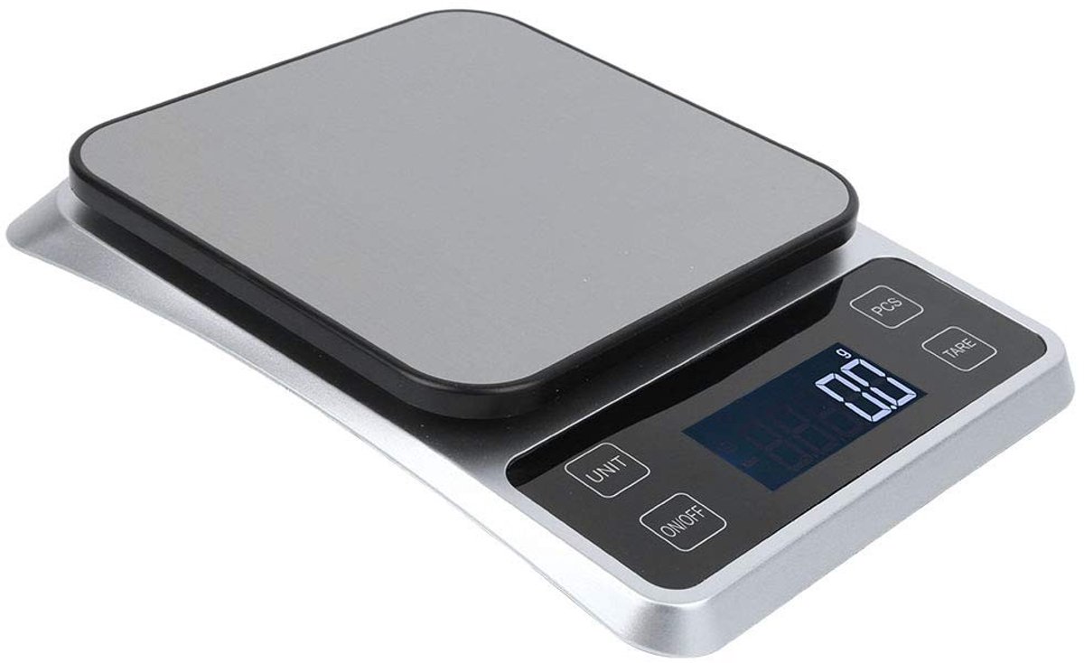Dailygoods - Dailygoody - Voedselschaal - Digitale keukenweegschaal - Nauwkeurig tot 0,1 g - Zilver - Multifunctioneel - Voor koken en bakken - Roestvrij staa