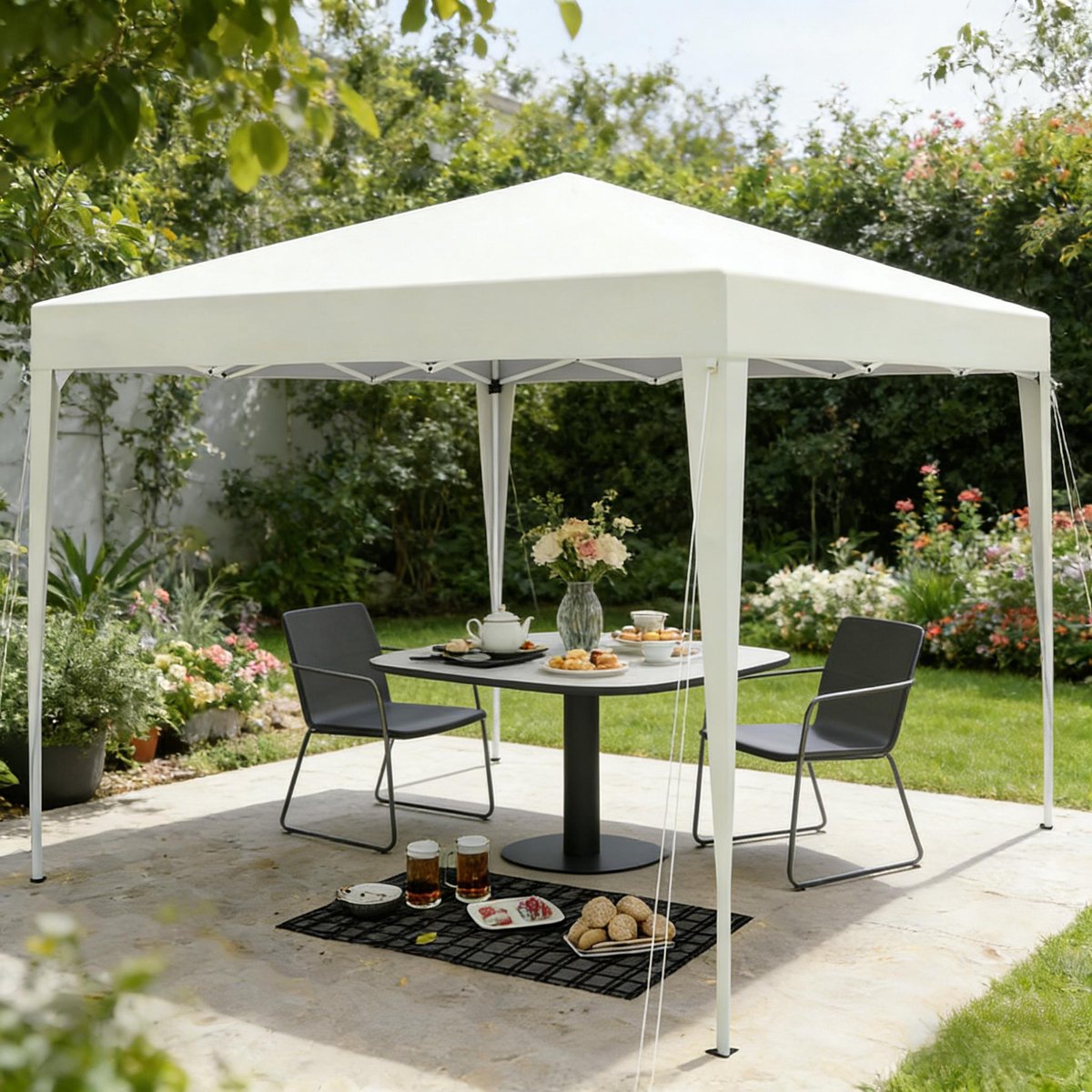 REDOM - Opvouwbare Partytent - In Hoogte Verstelbaar - Met Draagtas - Voor Tuin En Kamperen - Oxford Stof - Lichtgeel - 3 x 3 m