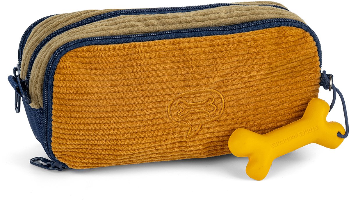 Stones and Bones Rowan 2.0 - Etui - Pennenzak voor Kinderen - 3 Vakken - Corduroy - Kaki/Honing