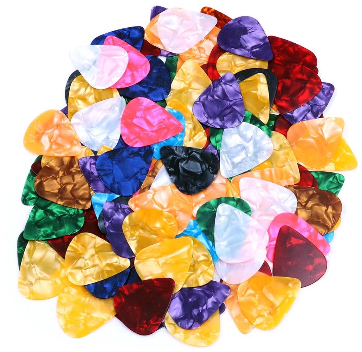 Dailygoods - Dailygoody - Gitaarplectrums - Celluloid plectrums - Duurzaam - 0,5 mm - Geschikt voor bas en elektrische gitaar - 120 stuks - Willekeurige kleuren
