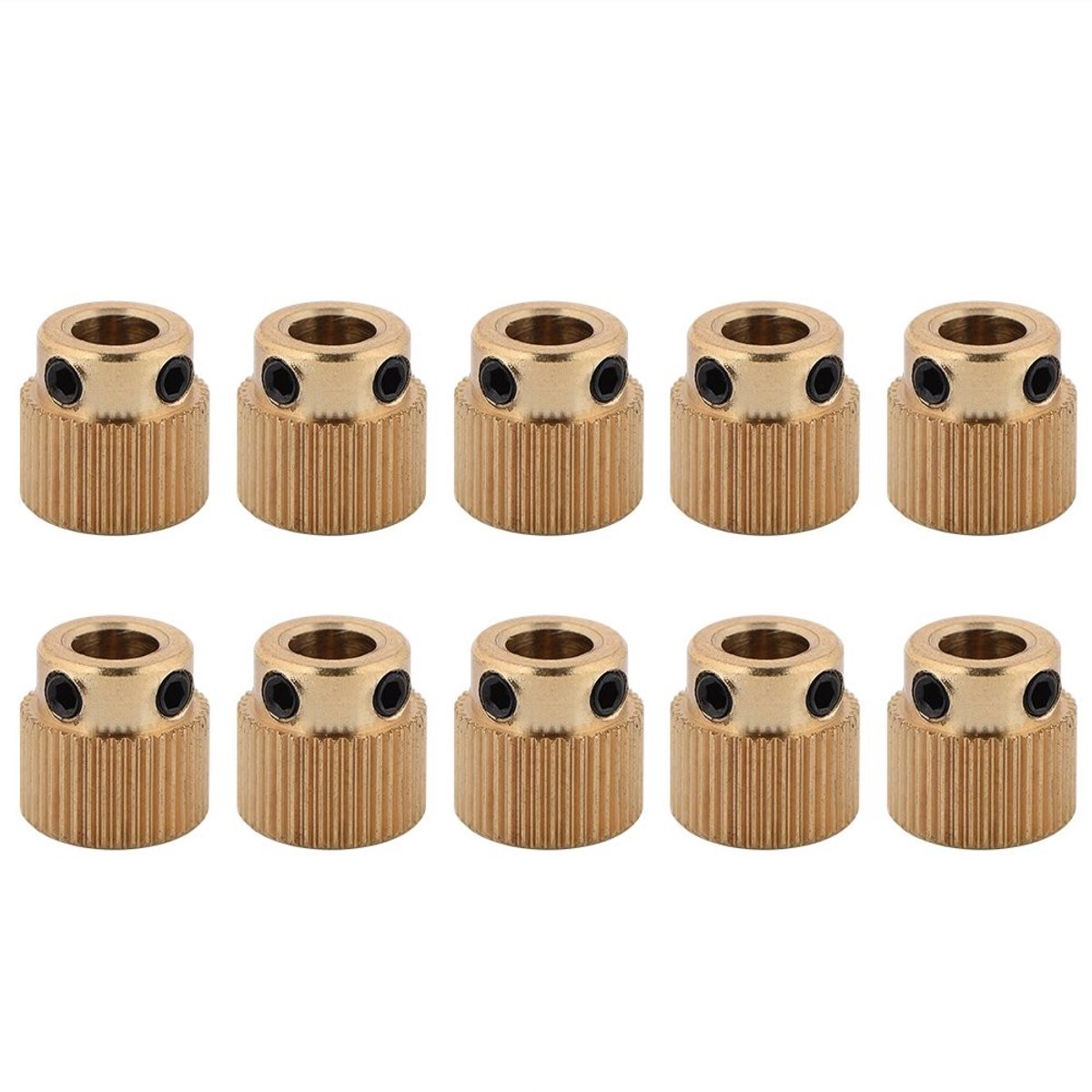 Dailygoods - Dailygoody - MK8 Extruder Tandwiel - 3D Printer Accessoires - 10 Stuks - Messing - 40 Tanden - Betrouwbare kwaliteit - Geschikt voor MK7 en MK8