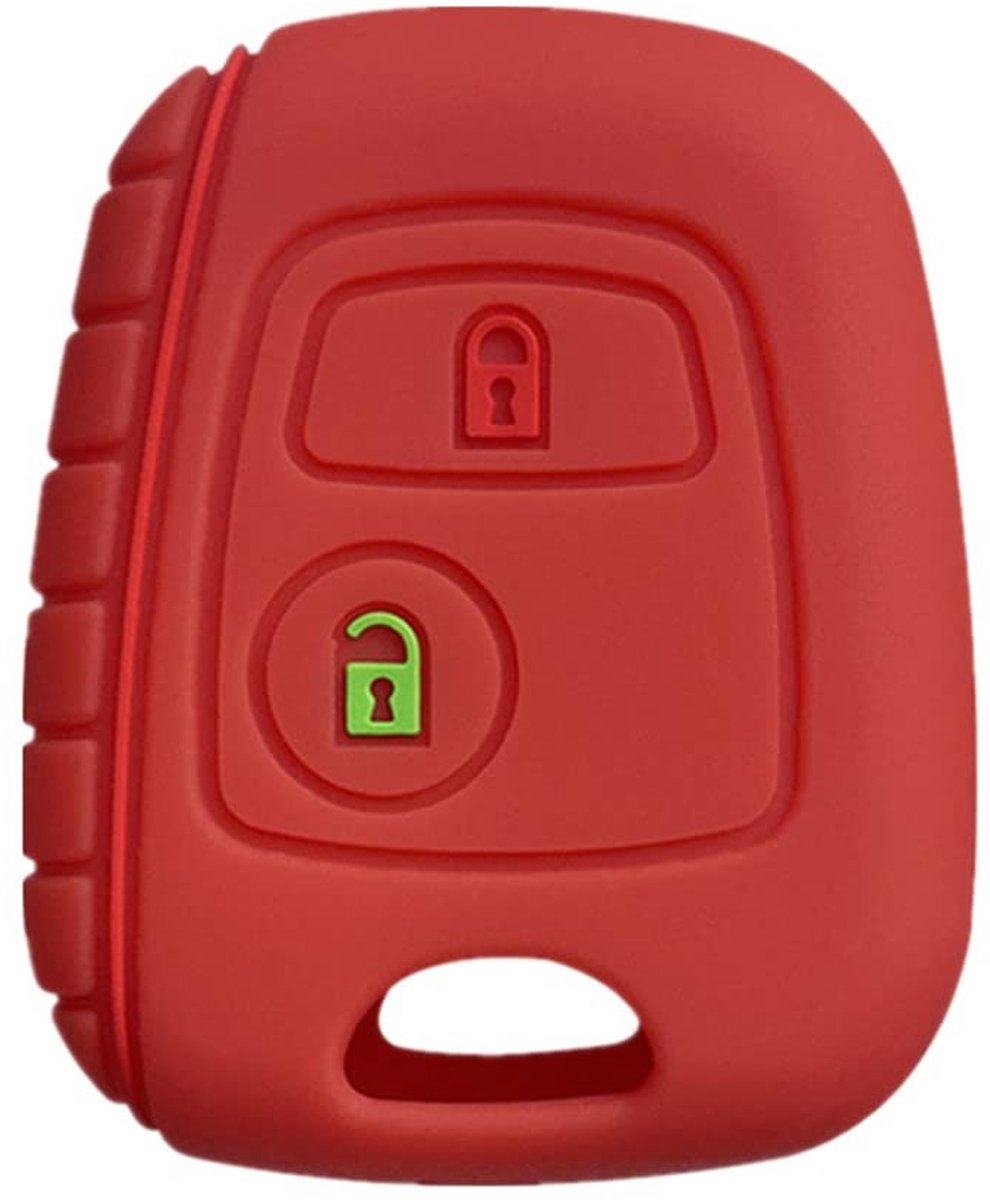 Dailygoods - Dailygoody - Autosleutelhoes - Siliconen sleutelhoes - Wasbaar en flexibel - Rood - Bescherming voor autosleutels - Geschikt voor Peugeot en Citroen