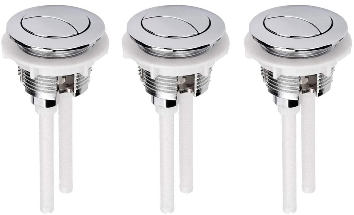 Dailygoods - Dailygoody - Toilet Dual Flush Drukknop - Toilet Knop Spoelen - Ideale Vervanging - Ronde Hoofd - Waterbesparend - Perfect voor Badkamer - 3 Stuks