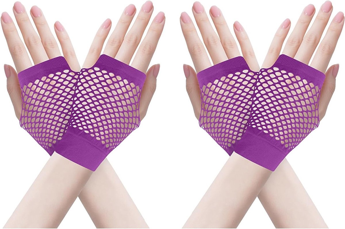 Vingerloze nethandschoenen voor Halloween, Kerst, kostuumfeesten en cosplay - 2 paar, ideaal voor thema-outfits en accessoires