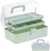 Opbergbox - Opvouwbare Opbergbox – Opbergdoos – Gereedschapskist – Naai-organizer - Met 3 vakken - 33x18x14cm – Groen