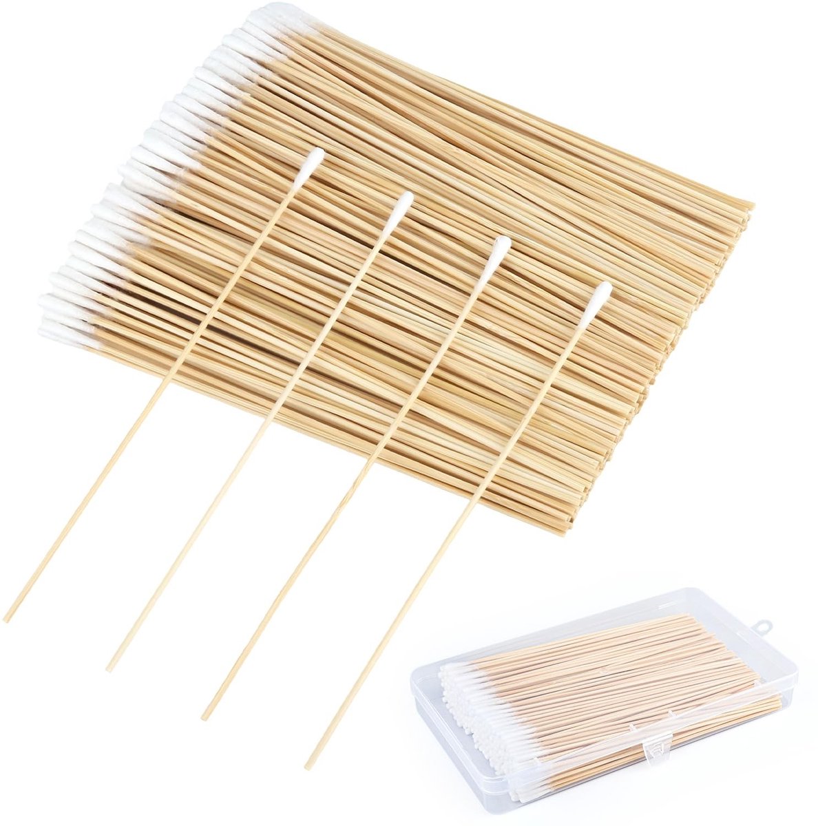 Dailygoody - Wattenstaafjes - Houten Oorstaafjes - Steriel en Comfortabel - 15 cm - Make-up en Reiniging - 300 Stuks - Geschikt voor Schoonheid
