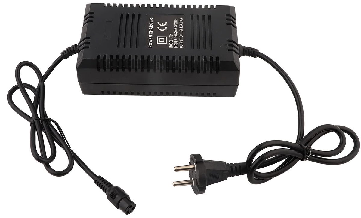 Dailygoody - 36V Batterijlader - Loodacculader - Volledig Opgeladen Automatische Uitschakeling - 22,3 x 16,1 x 6,2 cm - Geschikt voor Elektrische Scoo..