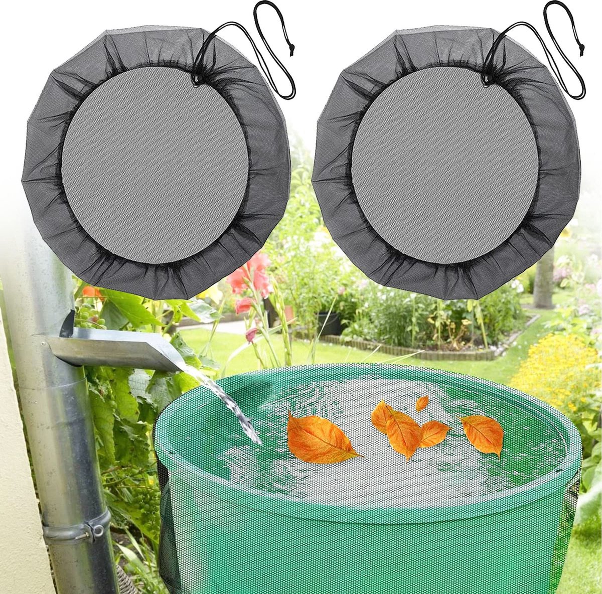Dailygoody - Regentonnet - Regentonafdekking - Verstelbaar met trekkoord - 80 cm - Bescherming tegen bladeren - Muggenbescherming - Geschikt voor rege