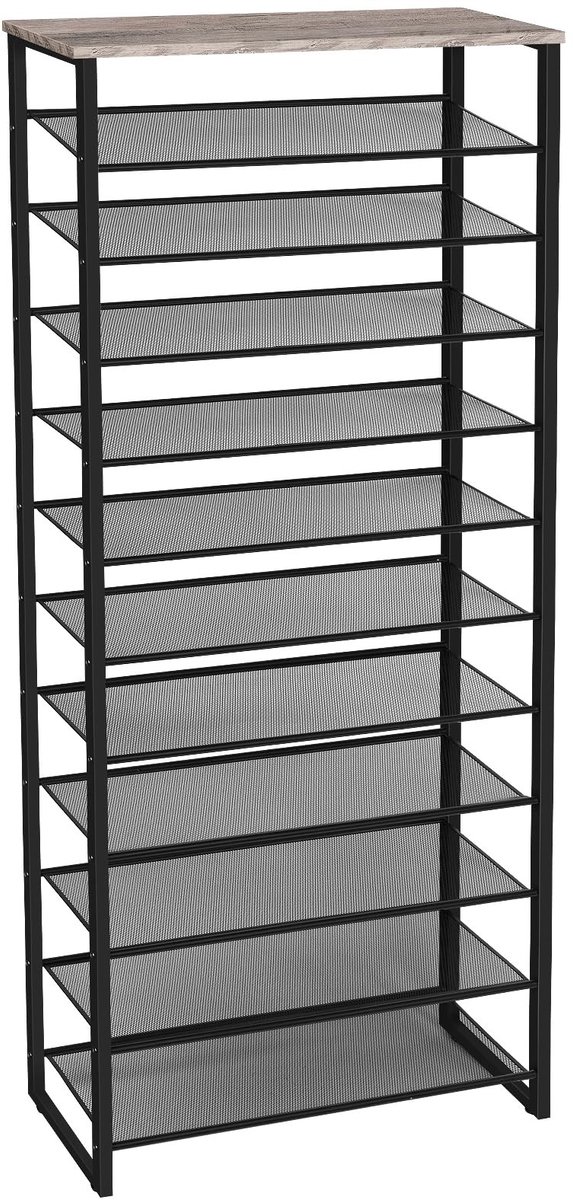 Dailygoods - Dailygoody - Grote schoenenrek - 12-laags schoenenopberg - Robuust en duurzaam - Grijs-zwart - Voor 35-45 paar schoenen - Ideaal voor gang en slaapkamer