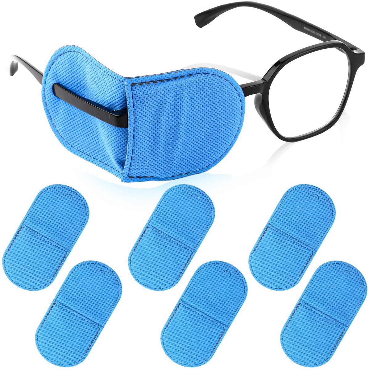 Dailygoods - Dailygoody - Glazen Ooglapje - Herbruikbare Ooglapjes - Ideaal voor Amblyopie - Groot Formaat - Blauw - Geschikt voor Volwassenen en Kinderen
