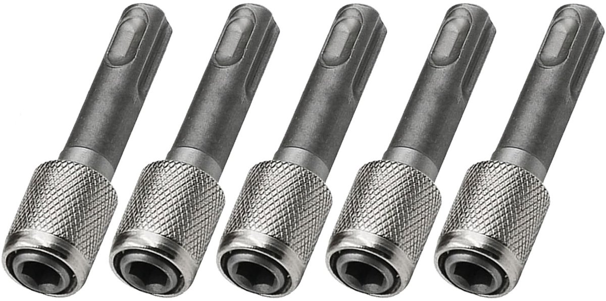 Dailygoods - Dailygoody - SDS-Plus boorkopadapter - 5 stuks - Duurzaam en stevig - 6,35 mm - Zeskantige schroevendraaier - Voor elektrische hamer en slagboormachine