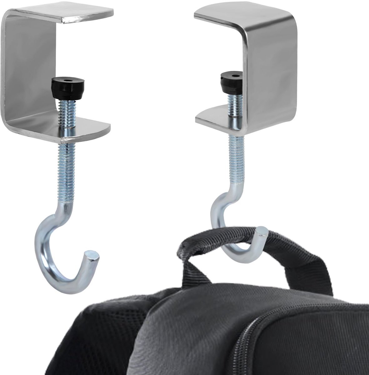 Dailygoods - Dailygoody - Bureaumontage Tashouder - Draagbare Hoofdtelefoonhouder - Verminder bureaurommel - Zilver - Klem voor portemonnee en sleutels - Gesc