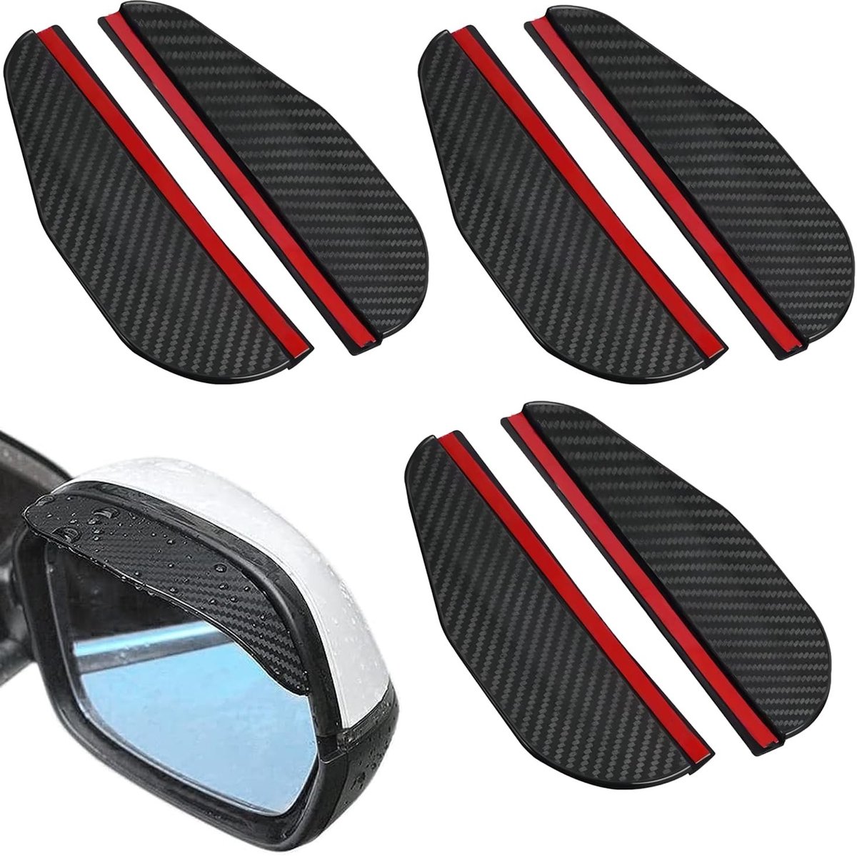 Dailygoods - Dailygoody - Auto Achteruitkijkspiegel Bescherming - Bescherming tegen regen en zon - Zwart - 3 Paar - Weerbestendig - Geschikt voor alle voertui