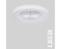 Epochglo Plafondlamp met ventilator Ø48.5cm - LED RGBW - 40W 4200LM - Dimbaar 3000K-6500K - 6 Snelheden - Timer, Afstandsbediening - Fluisterstil - Reversibele - Motor DC - Wit - Woonkamer - Slaapkamer - Keuken