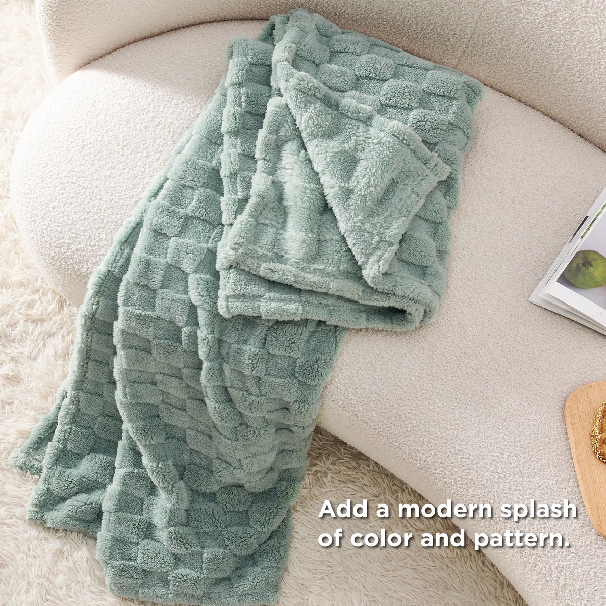 Dailygoody - Knuffeldeken - Fleecedeken - Ultra zacht en warm - Groen - Geruite deken - Perfect voor binnen en buiten - 150 x 200 cm