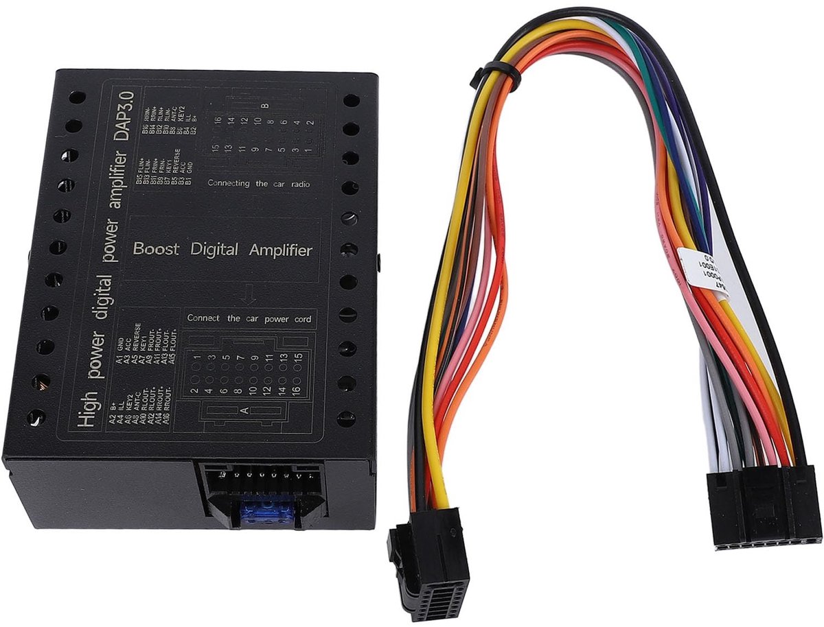 Dailygoody - Auto DSP-versterker - 4 Kanaals Geluidsversterker - Stabiele Geluidsuitvoer - Matzwart Metaal - A/B-Klasse Technologie - Ideaal voor Auto...